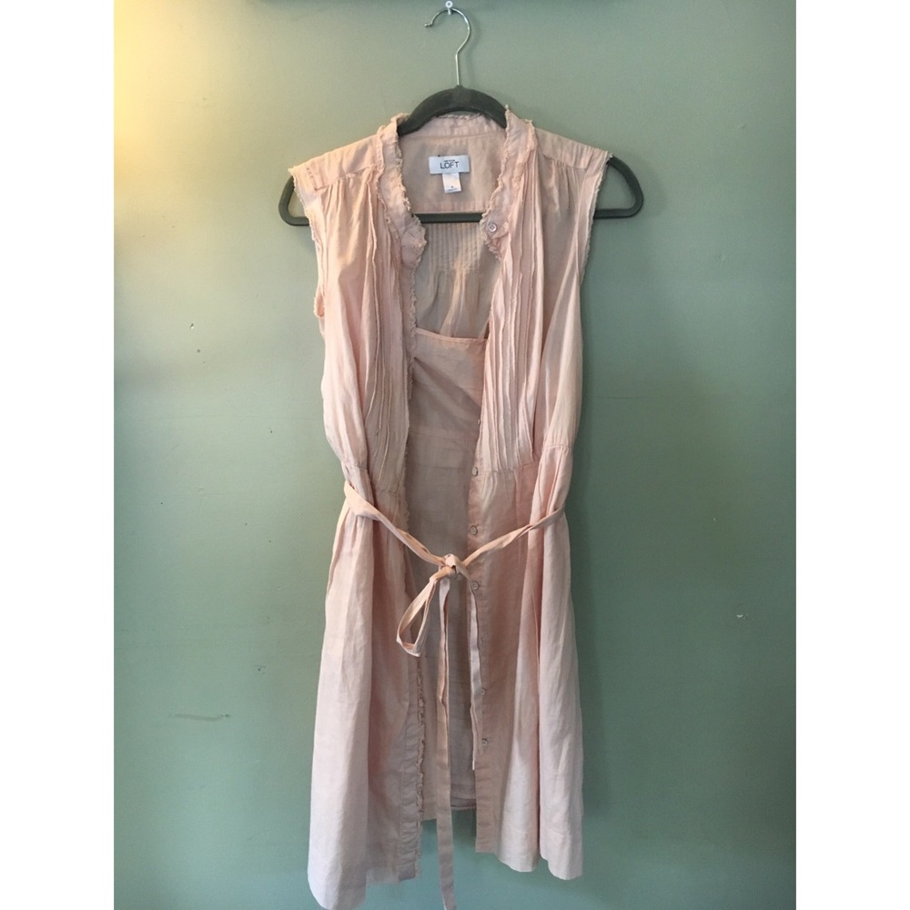 Pink Button Tie Dress Ann Taylor